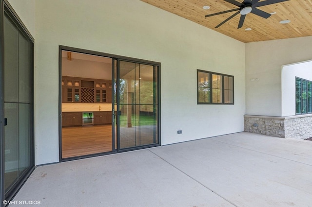 10940 German Church Rd, La Grange, IL 60525 - view of patio / terrace with ceiling fan and wine cooler