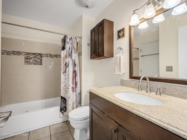133 Abbeywood Cir, Streamwood, IL 60107 - bathroom featuring toilet, shower / bathtub combination with curtain, tile patterned flooring, and vanity
