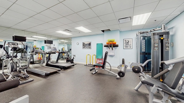 8 W Monroe St Unit 1507, Chicago, IL 60603 - exercise room with a paneled ceiling and baseboards