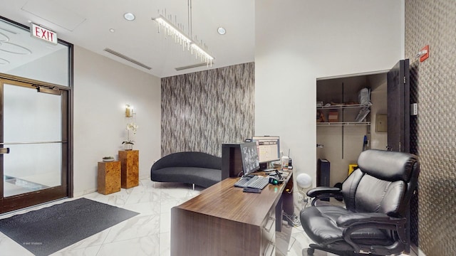 8 W Monroe St Unit 1507, Chicago, IL 60603 - home office with marble finish floors and recessed lighting