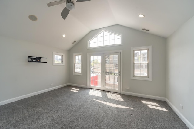 1615 W Superior St, Chicago, IL 60622 - unfurnished room with vaulted ceiling, healthy amount of natural light, carpet flooring, ceiling fan, and baseboards