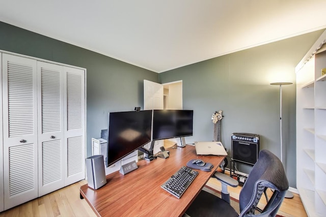 office space featuring wood finished floors