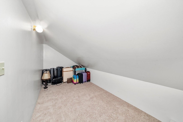 additional living space featuring carpet floors and vaulted ceiling