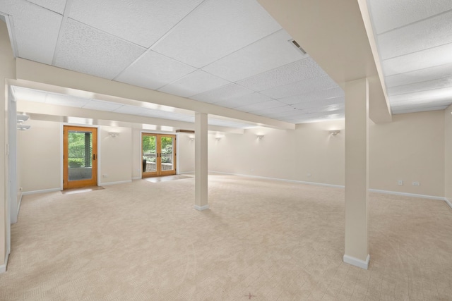 717 Stonebridge Rd, Frankfort, IL 60423 - basement with carpet floors, baseboards, and a drop ceiling