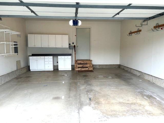 garage with a garage door opener
