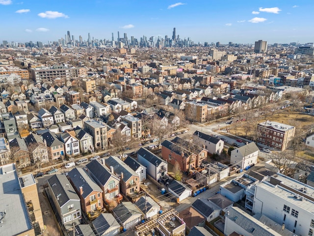 drone / aerial view with a view of city