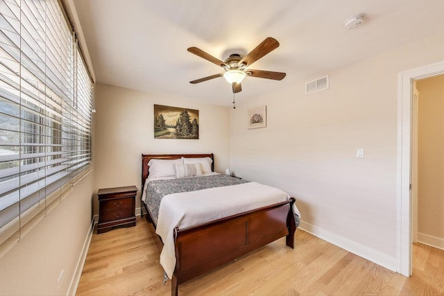 5740 Alabama Ave, Clarendon Hills, IL 60514 - bedroom featuring baseboards, a ceiling fan, light wood finished floors, and visible vents