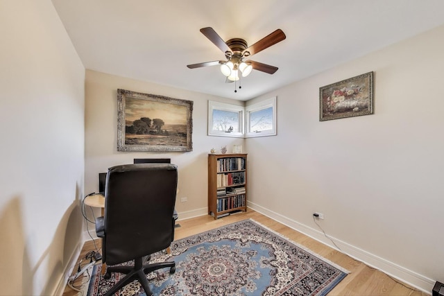 5740 Alabama Ave, Clarendon Hills, IL 60514 - office space with baseboards, a ceiling fan, and light wood finished floors