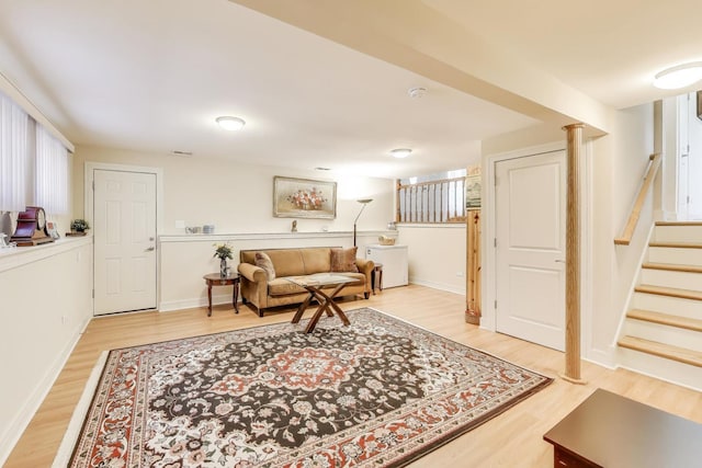 5740 Alabama Ave, Clarendon Hills, IL 60514 - living area with baseboards, stairs, and light wood-type flooring