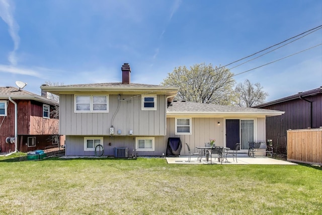 5740 Alabama Ave, Clarendon Hills, IL 60514 - back of house with a chimney, a yard, central AC, and a patio