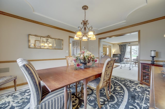 2624 Haddassah Dr, Naperville, IL 60565 - dining room featuring a notable chandelier, crown molding, and carpet floors