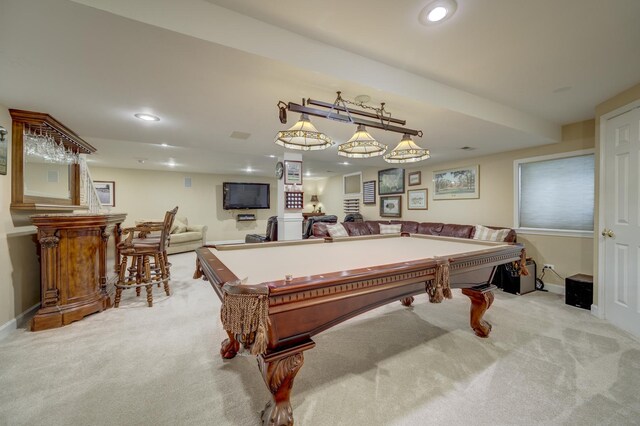 2624 Haddassah Dr, Naperville, IL 60565 - game room featuring billiards, recessed lighting, carpet, and baseboards