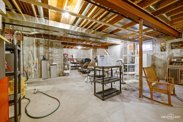 below grade area with gas water heater