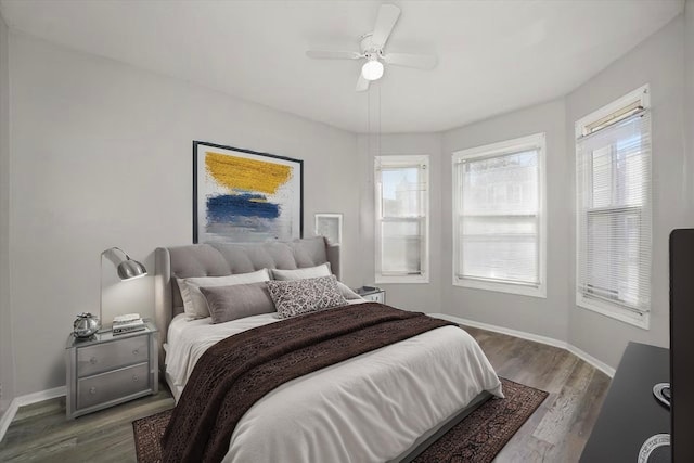 6611 S Peoria St, Chicago, IL 60621 - bedroom featuring baseboards, wood finished floors, and a ceiling fan