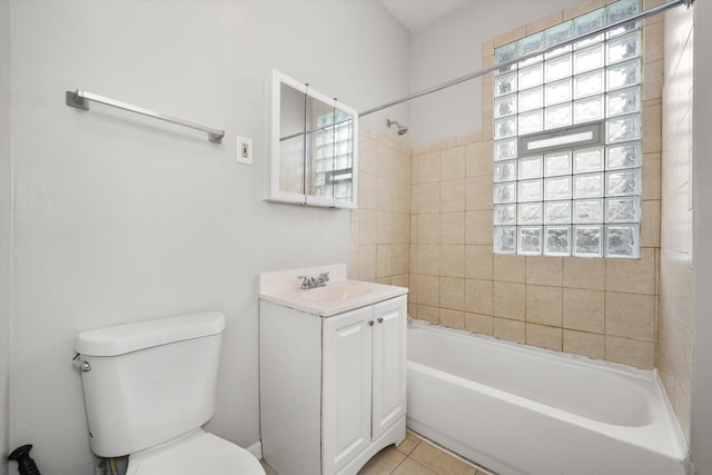 6611 S Peoria St, Chicago, IL 60621 - full bath with toilet, vanity, shower / bath combination, and tile patterned flooring