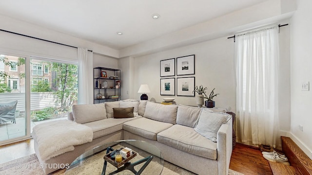 1341 N Wolcott Ave Unit A, Chicago, IL 60622 - living area with wood finished floors and recessed lighting