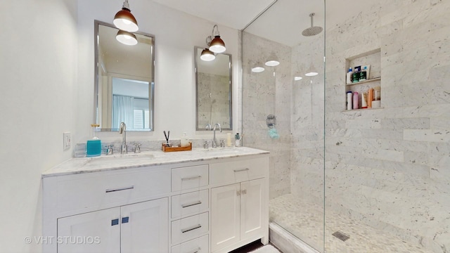 1341 N Wolcott Ave Unit A, Chicago, IL 60622 - bathroom with walk in shower and double vanity