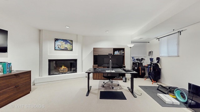 1341 N Wolcott Ave Unit A, Chicago, IL 60622 - office with a large fireplace and recessed lighting