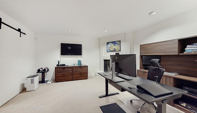 1341 N Wolcott Ave Unit A, Chicago, IL 60622 - carpeted home office with recessed lighting and a barn door