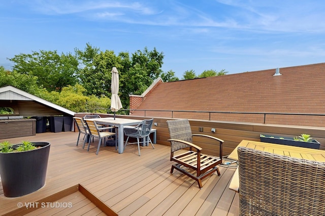 1341 N Wolcott Ave Unit A, Chicago, IL 60622 - wooden deck with outdoor dining space