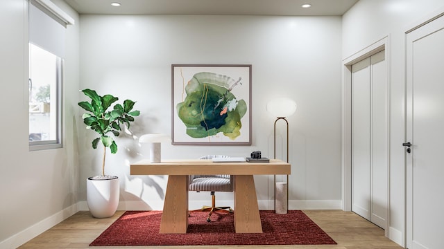944 Beloit Ave Unit 5, Forest Park, IL 60130 - office area featuring light wood-type flooring, recessed lighting, and baseboards