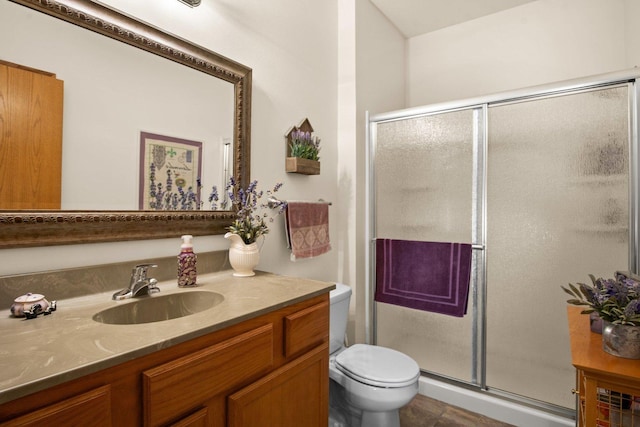 411 Anjali Ct, Sycamore, IL 60178 - bathroom with vanity, toilet, and a stall shower