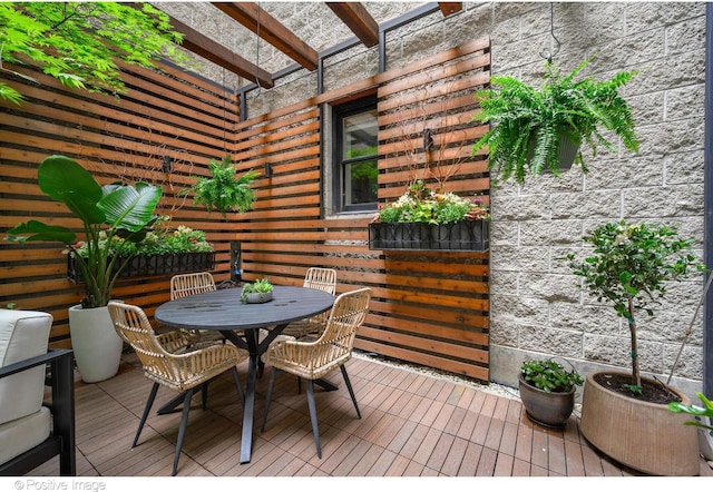 deck featuring outdoor dining space