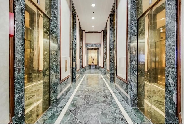 195 N Harbor Dr Unit 2602, Chicago, IL 60601 - corridor featuring recessed lighting and marble finish floor