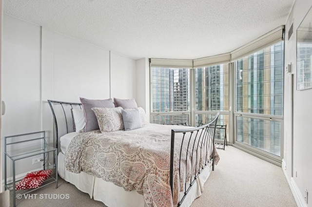 195 N Harbor Dr Unit 2602, Chicago, IL 60601 - carpeted bedroom featuring floor to ceiling windows and a textured ceiling