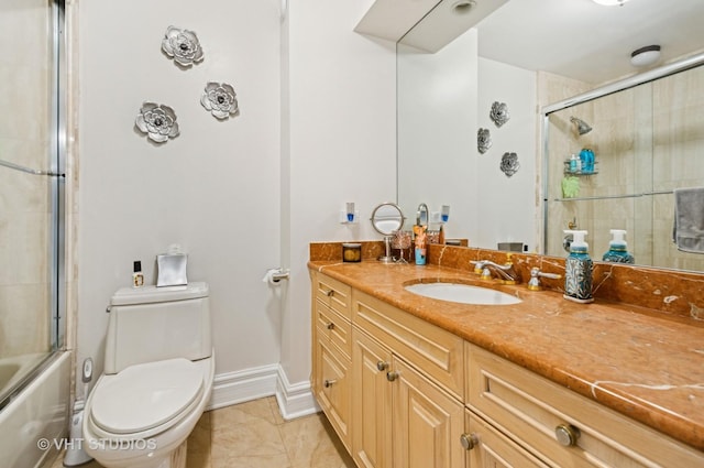 195 N Harbor Dr Unit 2602, Chicago, IL 60601 - full bathroom with toilet, tile patterned floors, combined bath / shower with glass door, and vanity