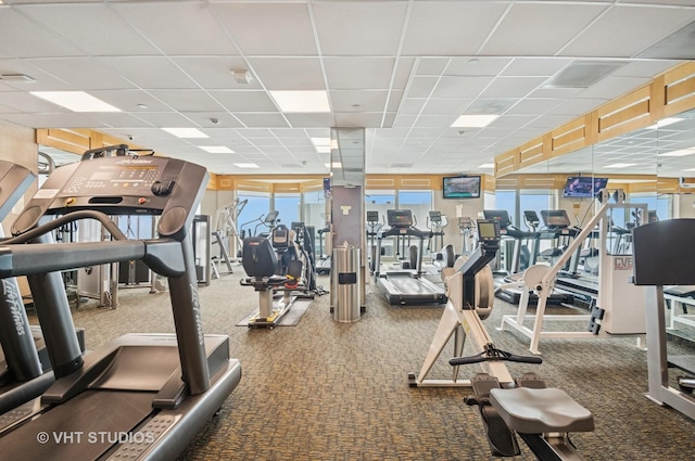 195 N Harbor Dr Unit 2602, Chicago, IL 60601 - workout area featuring carpet floors and a paneled ceiling