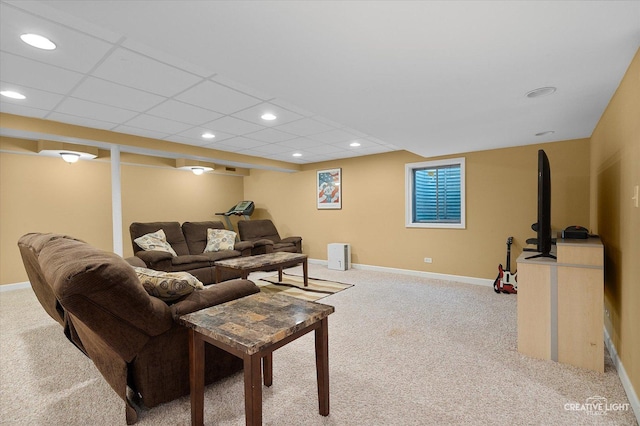 541 Clover Dr, Algonquin, IL 60102 - carpeted living room featuring baseboards and recessed lighting