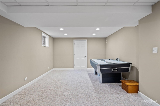 541 Clover Dr, Algonquin, IL 60102 - recreation room with carpet floors, baseboards, and recessed lighting