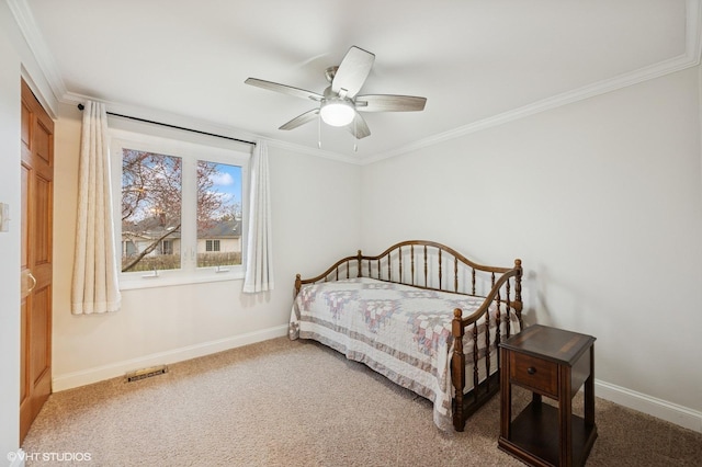 111 E Garden Ave, Palatine, IL 60067 - carpeted bedroom with ornamental molding, visible vents, and baseboards