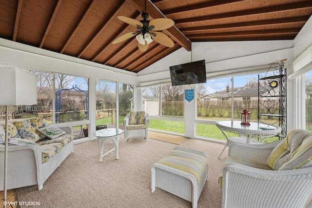 111 E Garden Ave, Palatine, IL 60067 - sunroom / solarium featuring beamed ceiling and ceiling fan
