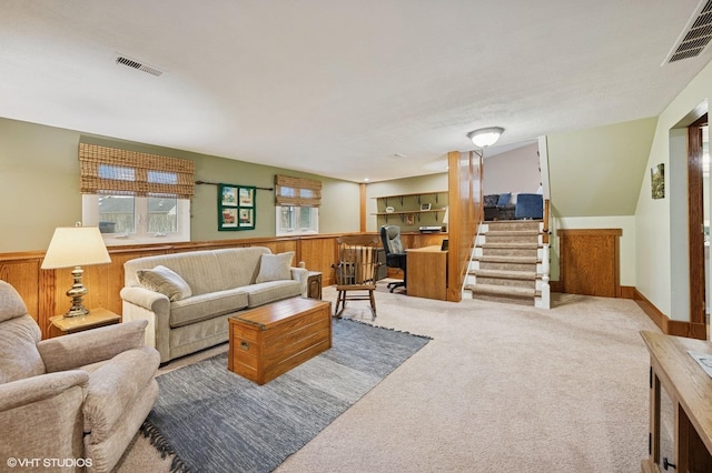 111 E Garden Ave, Palatine, IL 60067 - living room with carpet flooring, wainscoting, and visible vents