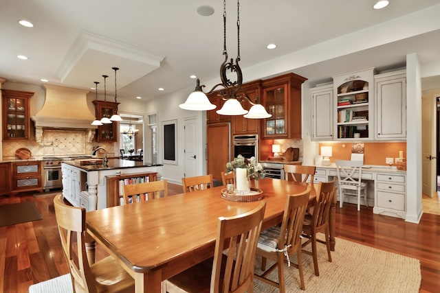 3131 Pepper Creek Bridge Pkwy, Valparaiso, IN 46385 - dining space featuring dark wood-style flooring, recessed lighting, and a desk