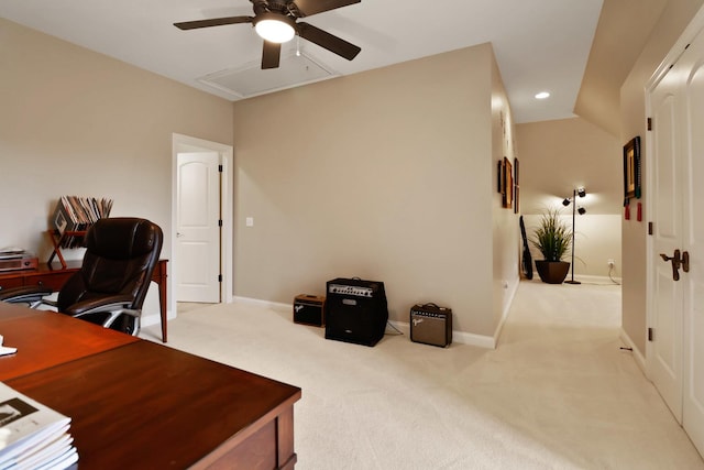 3131 Pepper Creek Bridge Pkwy, Valparaiso, IN 46385 - carpeted home office featuring ceiling fan and recessed lighting
