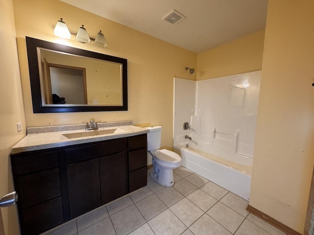 16426 Homan Ave, Markham, IL 60428 - bathroom with visible vents, toilet, tub / shower combination, vanity, and tile patterned flooring