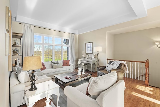 living room with wood finished floors