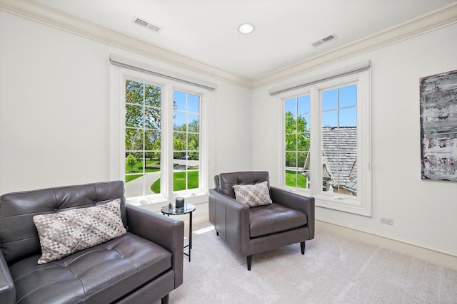 96 S Wynstone Dr, North Barrington, IL 60010 - living area featuring ornamental molding and carpet flooring