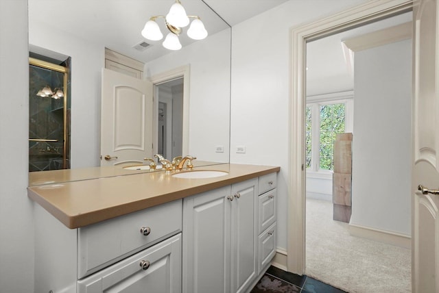96 S Wynstone Dr, North Barrington, IL 60010 - bathroom featuring vanity and a chandelier