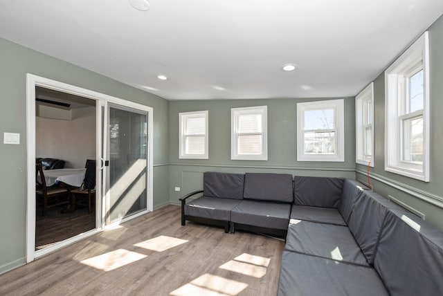 7709 161st St, Tinley Park, IL 60477 - living room with baseboards, recessed lighting, plenty of natural light, and wood finished floors