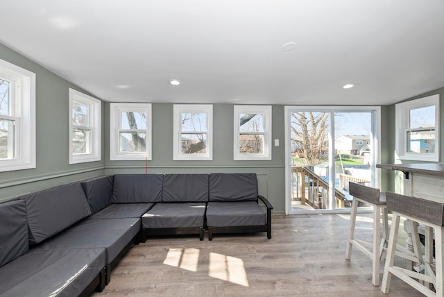 7709 161st St, Tinley Park, IL 60477 - living area featuring light wood-type flooring, a healthy amount of sunlight, and recessed lighting