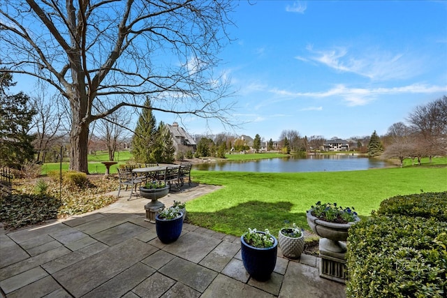 36W442 Hunters Gate Rd, Saint Charles, IL 60175 - view of patio with a water view and outdoor dining area
