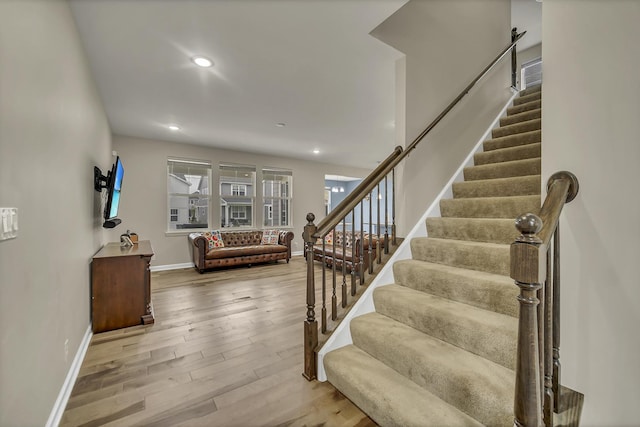 34 Commons Cir, Hawthorn Woods, IL 60047 - stairway featuring baseboards, recessed lighting, and wood finished floors