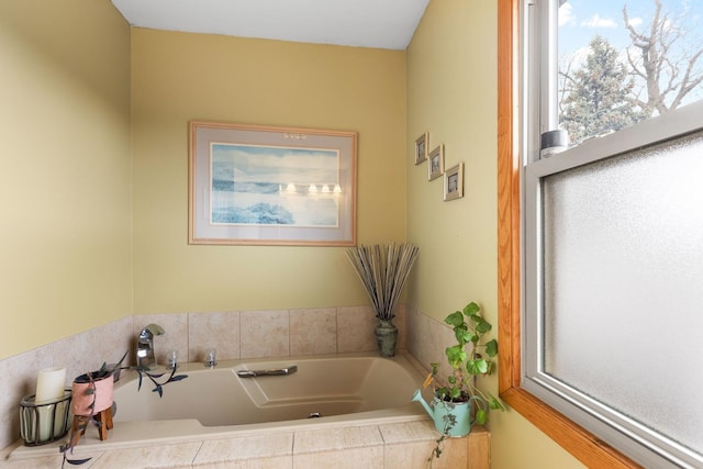 bathroom featuring a garden tub