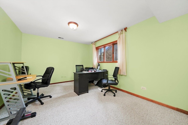 office area with carpet and baseboards