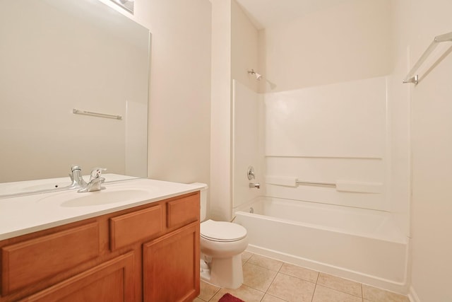 108 W Essington Dr Unit 108, Round Lake, IL 60073 - bathroom with vanity, toilet, tile patterned flooring, and bathtub / shower combination