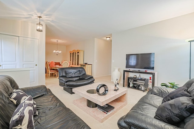 108 W Essington Dr Unit 108, Round Lake, IL 60073 - living area featuring light colored carpet and an inviting chandelier
